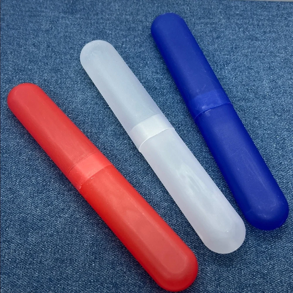 Toothbrush Travel Plastic Case Portable Tube Protector Holder Lot of 3 NWOT